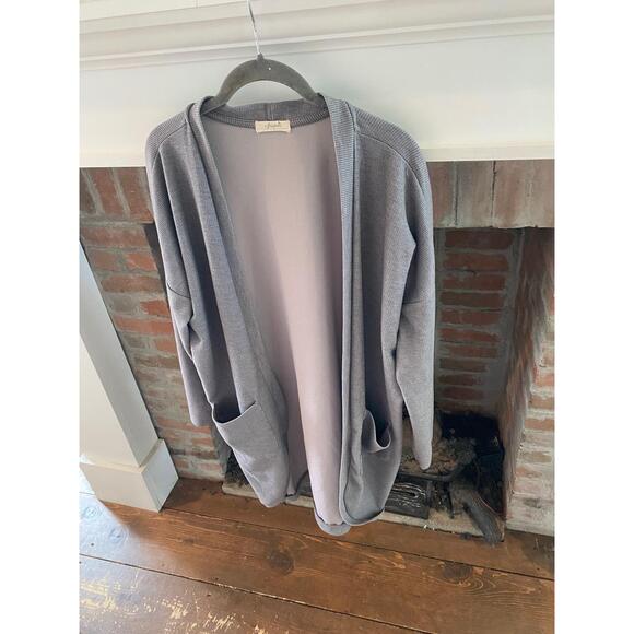 Freebird Cardigan Size S Grey Open Front Long Ribbed Knit Cozy Casual Layer - Picture 5 of 9